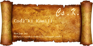 Csáki Kamill névjegykártya